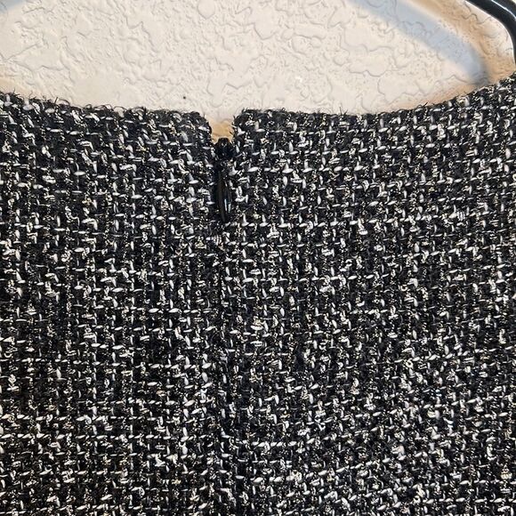 J. Crew - Sparkle Tweed Dress with Velvet Trim Fringe Hems, Black & Gold, 2 Tall - Picture 7 of 7